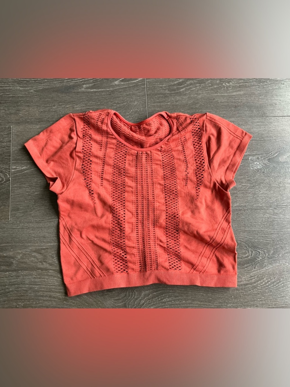 Urban Outfitters Coral Openwork Knit Crop Top